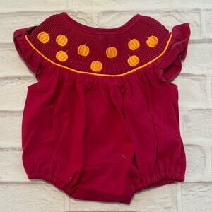 Boutique Abby & Evie 6 Month Baby Girl Red Orange Pumpkin Short Sleeve One-piece